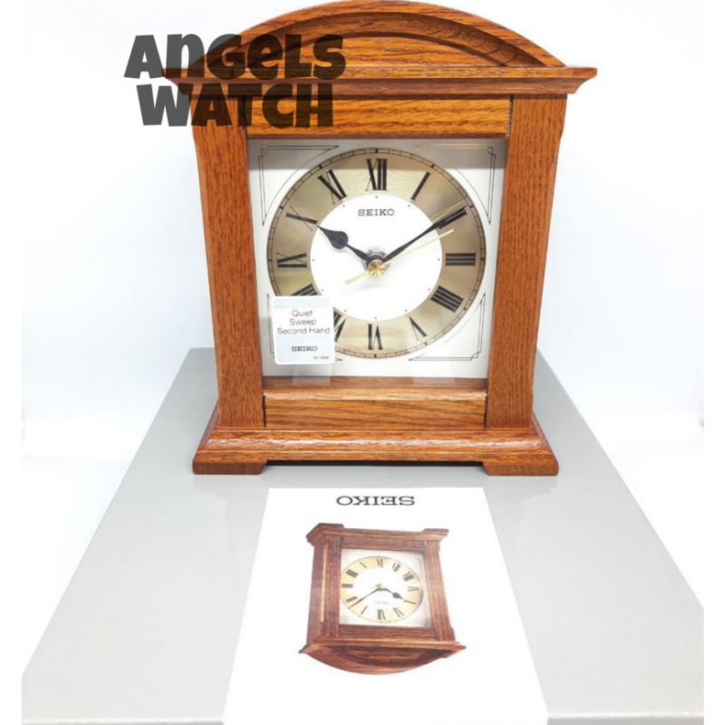 angelswatch jam meja kayu seiko wooden clock antik/ jam meja seiko QXG123 original