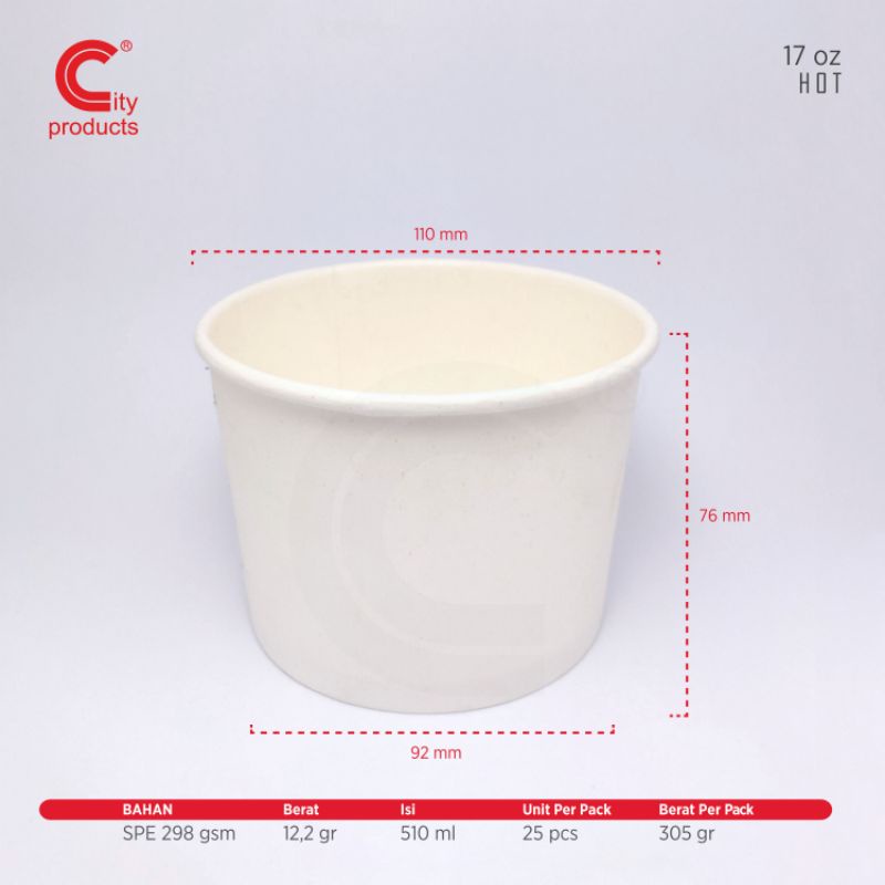 Paper Bowl 17 oz Soup / Mangkok Kertas 17 oz Soup
