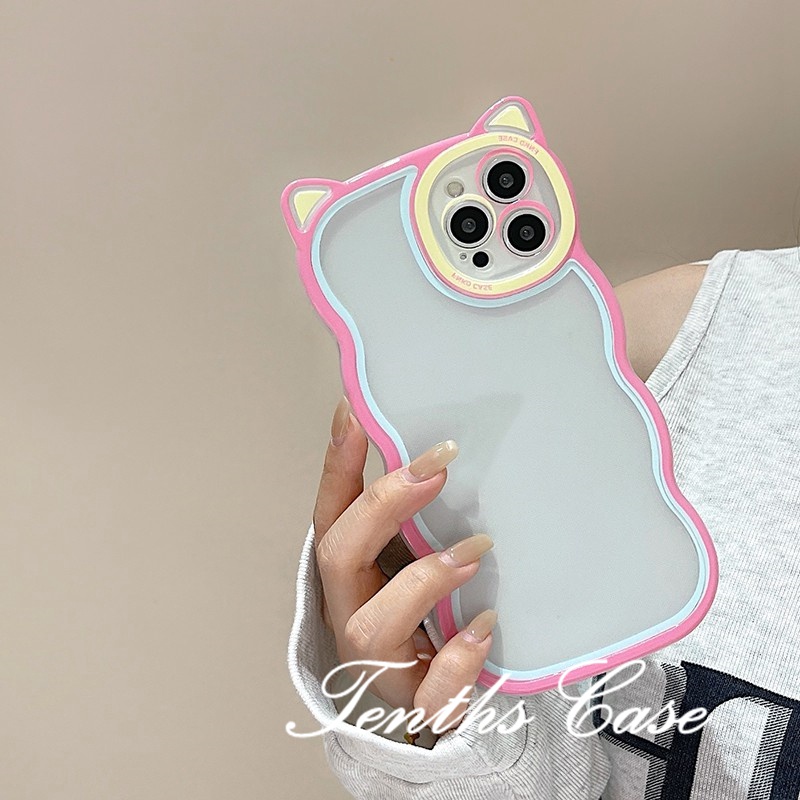 IPhone 14 13 12 11 Pro Max X XR Xs Max 8 7 6 6s Plus SE 2020 Soft Case Transparan Desain Telinga Kucing Untuk