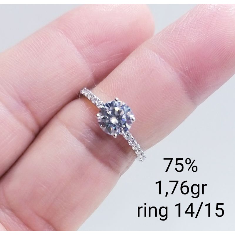 Cincin wanita emas putih kadar 750 berat 1.76gr