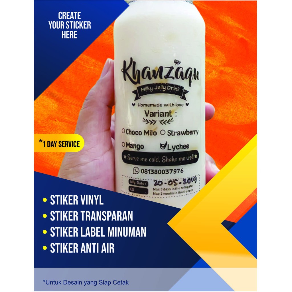 

Stiker Botol/Stiker Transparan/Stiker Label/Cetak Stiker Vinyl
