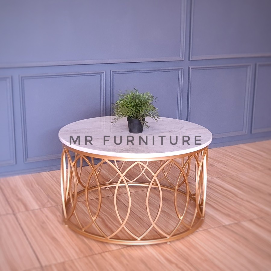 meja marmer meja bulat marmer putih D 80cm