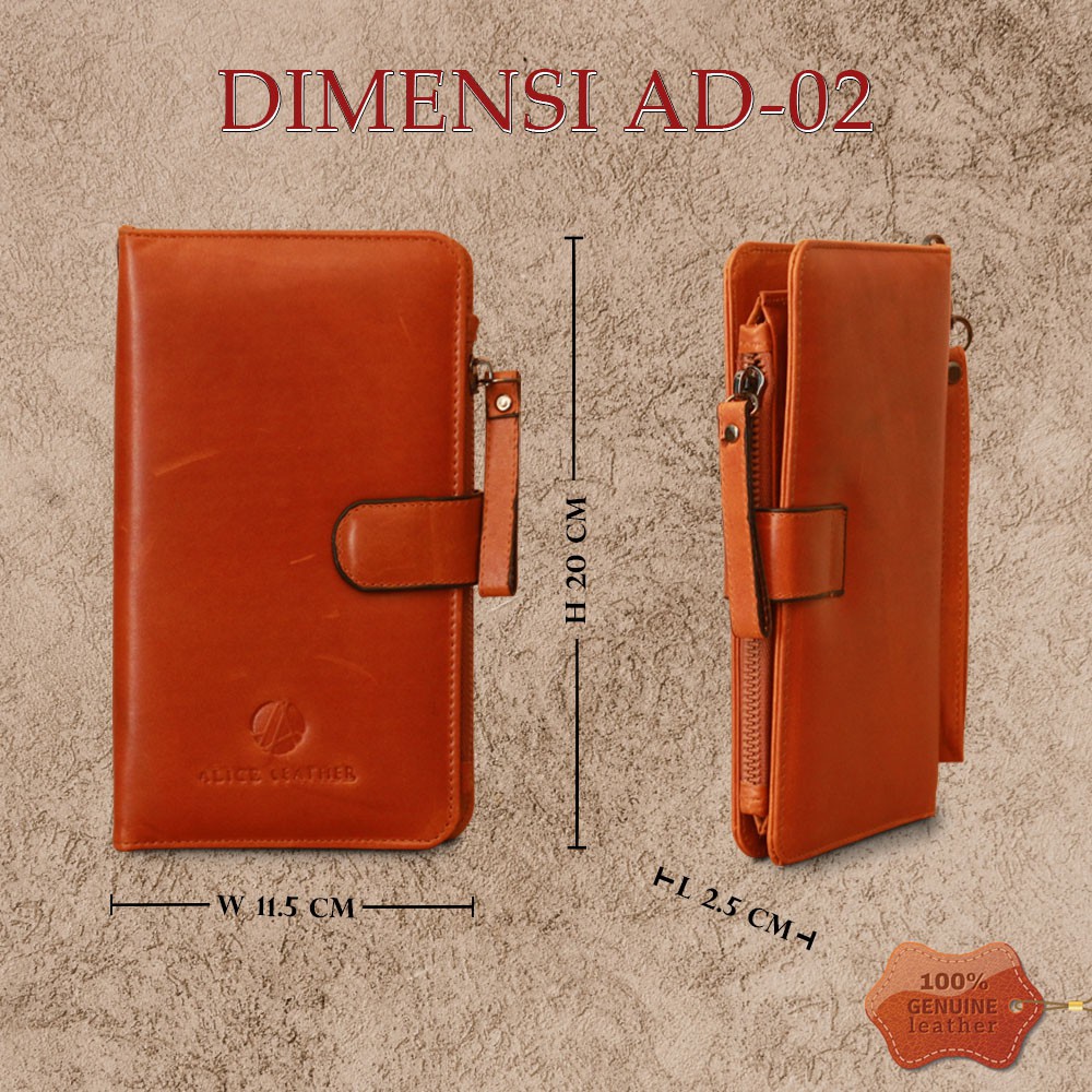 DOMPET KULIT OLIN FUNGSIONAL BANYAK SLOT DAN ADA TEMPAT HP Smart Long Wallet Kulit Sapi Asli AD02