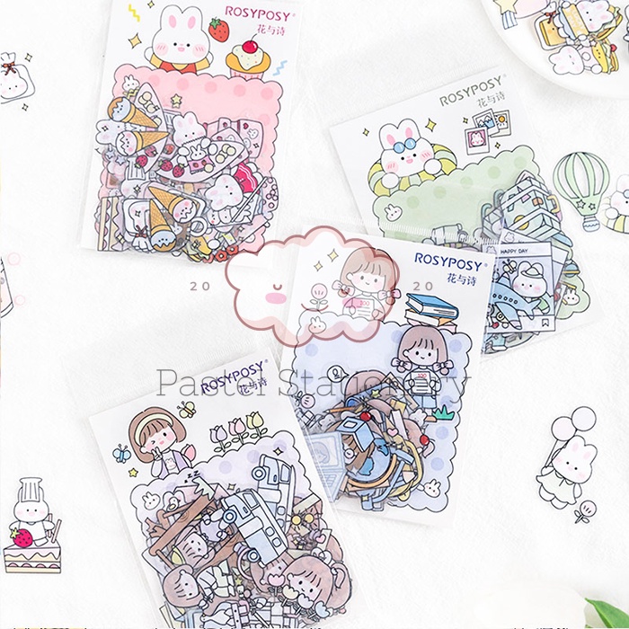

Rosyposy Rabbit Duo Flake Deko Stickers Set - Stiker Lucu