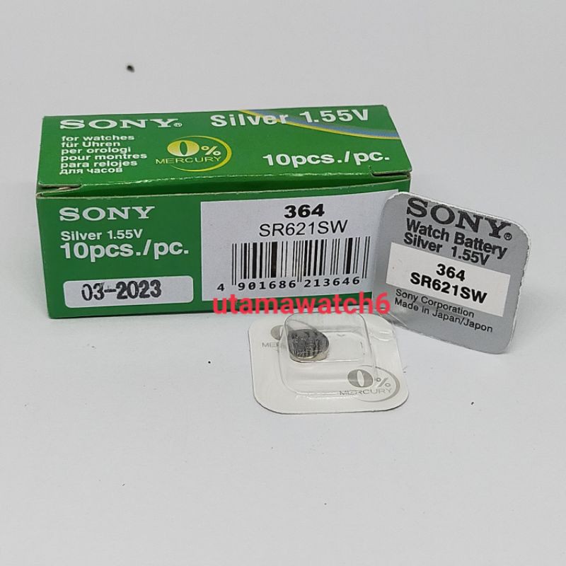 Batrai Sony/Murata  Original kotak 364/SR621SW,sony silver 1.55volt