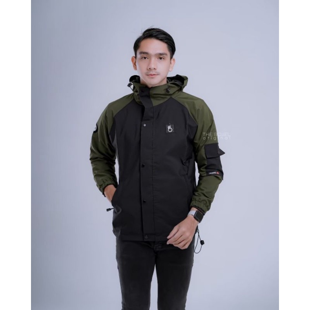 jaket outdoor reglan pria wanita parasut waterproof hitam hijau army allsize