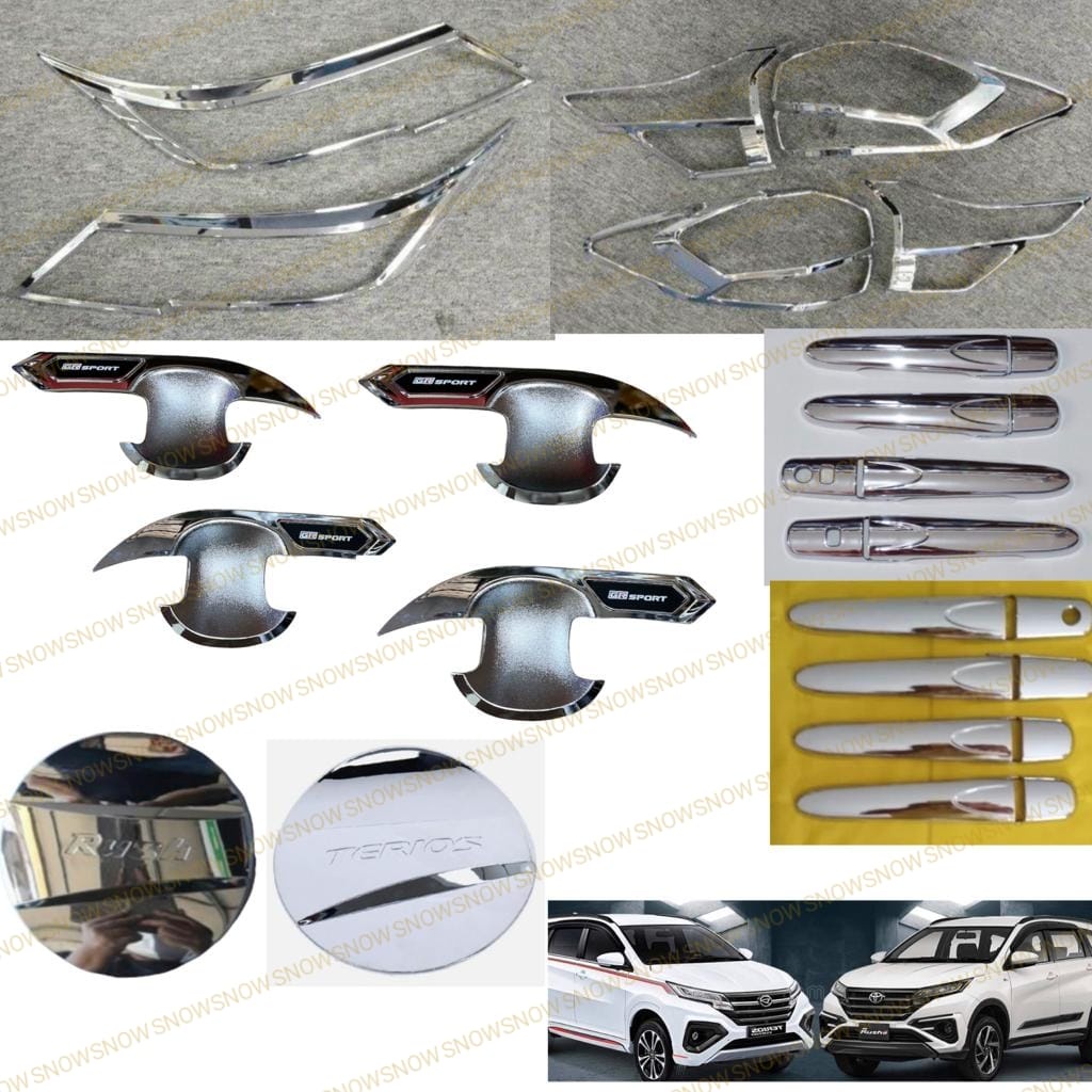 Paket Garnish Depan Belakang Outer Handle Tank Cover Rush Terios 2018 2022 GR Sport Chrome