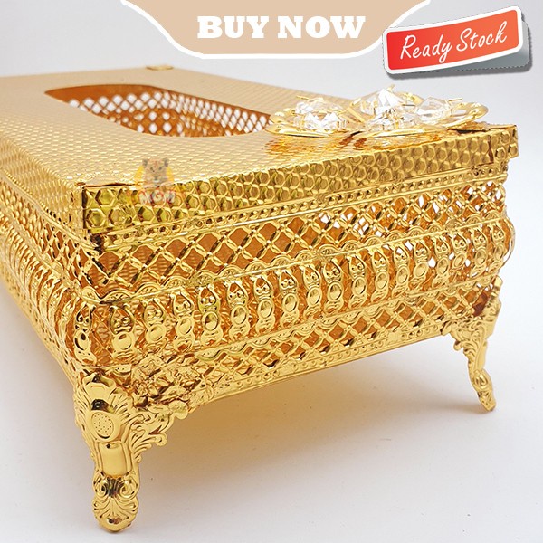 LUXURY Metal Klasik Gold Tempat kotak tisu Tissue Box elegant Melati