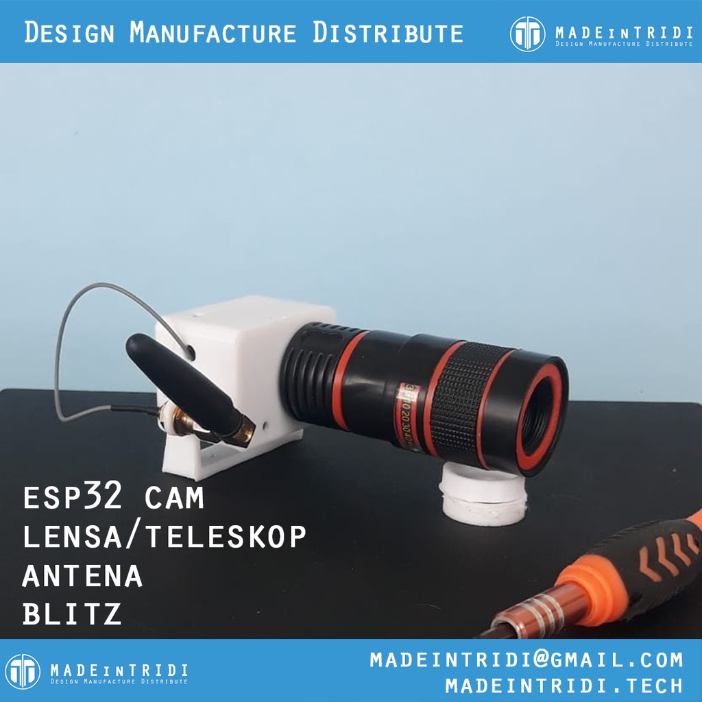Madeintridi casing ESP32 Cam housing with M17 thread for lenses Antenna