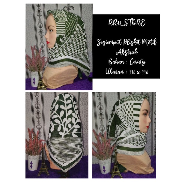 HIJAB SEGI EMPAT MOTIF PLISKET / SEGIEMPAT PLISKET MOTIF