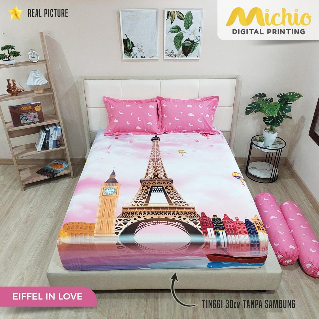 Sprei Michio Digital Print Ukuran 180x200 Tinggi 30cm Aneka Motif Karakter Seprai King Bed Harga Murah