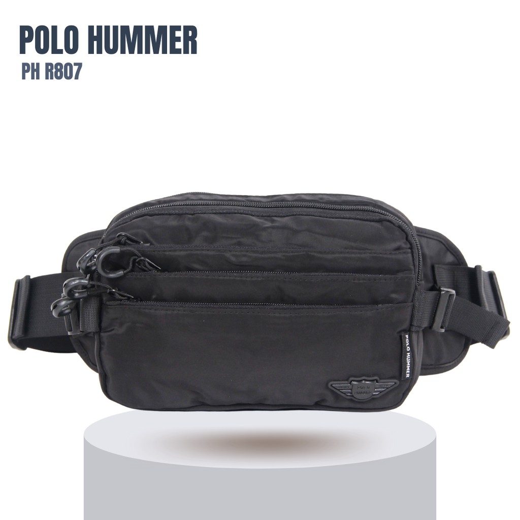 Waistbag Army Hitam Abu - Tas Pinggang Import | ORIGINAL POLO HUMMER