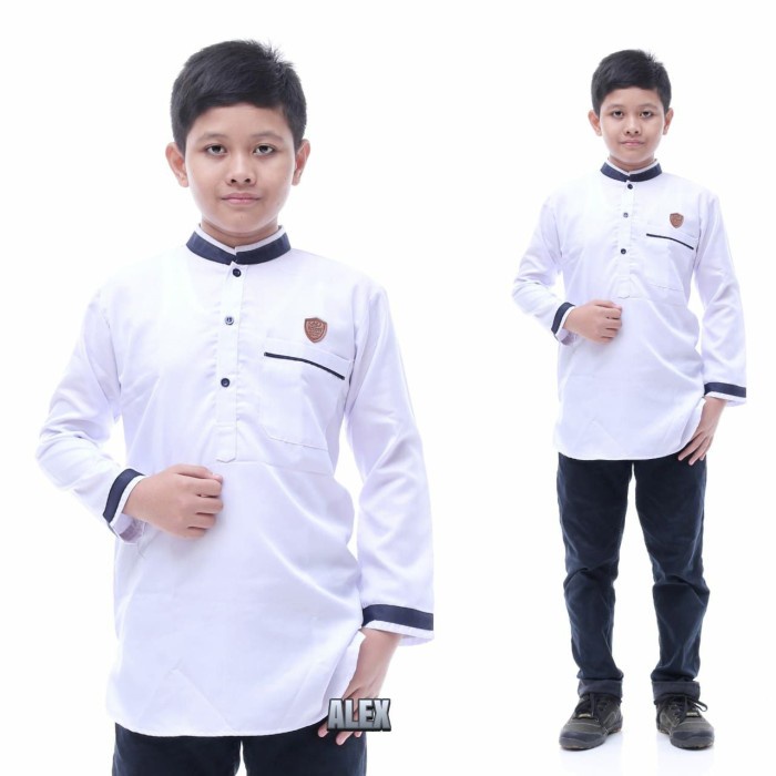 PROMO baju koko anak laki laki terbaru/ koko kurta anak - Putih, 12 - 14 tahun