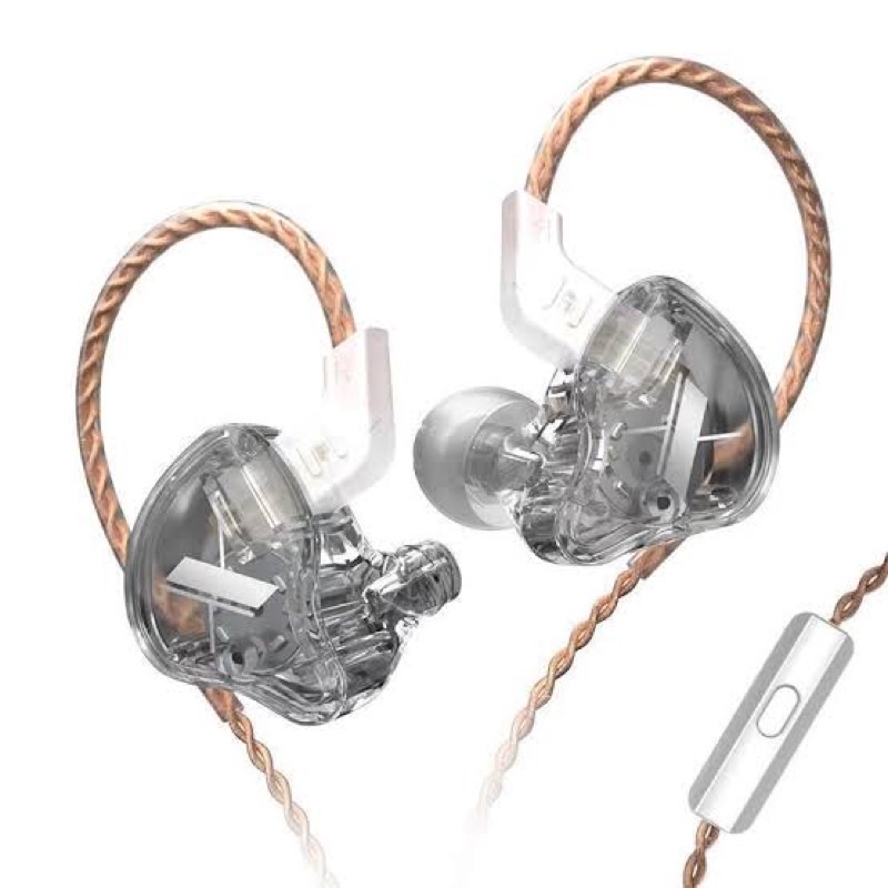 KZ EDX with Mic Earphones Dynamic Driver HIFI Bass In Ear Monitor-Trans Grey
