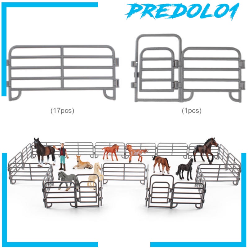 [PREDOLO1] DIY Miniature Corral Fencing Kit Plastic Fence Model Playset 18pcs Style A