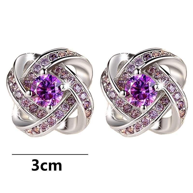 Fancyqube Anting Sterling Silver 925 Bentuk Salib Aksen Kristal Untuk Wanita