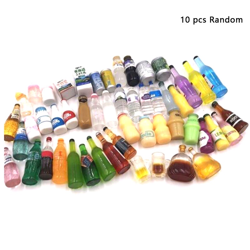 10pcs / set Mainan Miniatur Minuman / Makanan Untuk Aksesoris Rumah Boneka