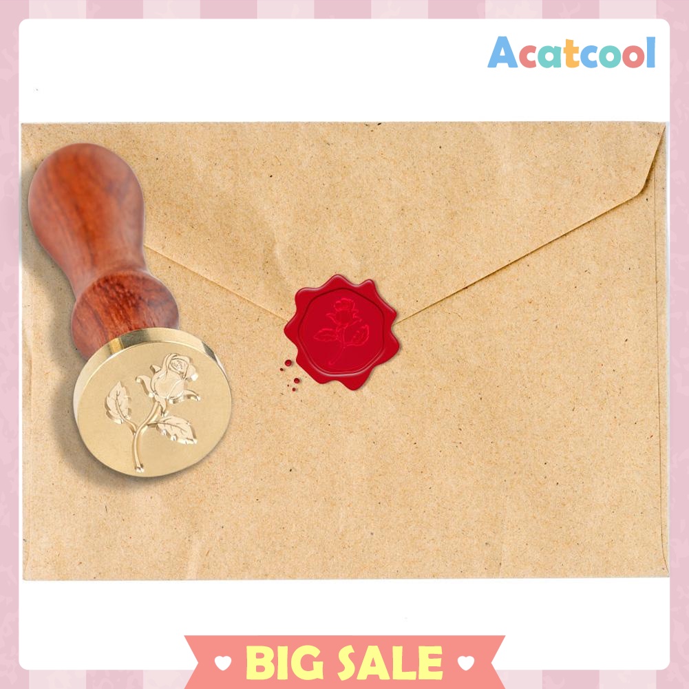 Retro Wax Seal Stamp Rose Pattern Fire Painting for Stamping Envelope Cards