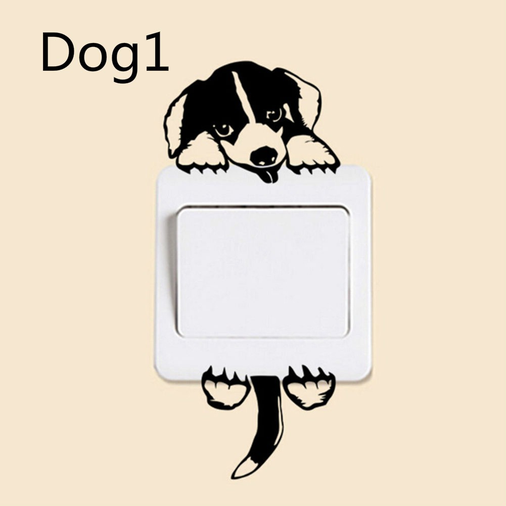 [Bayar Di Tempat]Livecity Stiker Dinding Decal Desain Kartun Kucing & Anjing Dapat Dicopot