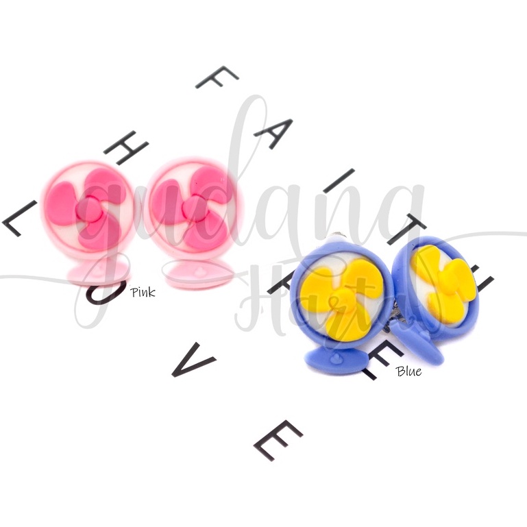 Anting Stud Jepit Cute Little Fan Earrings Motif Kipas Unik GH 203394