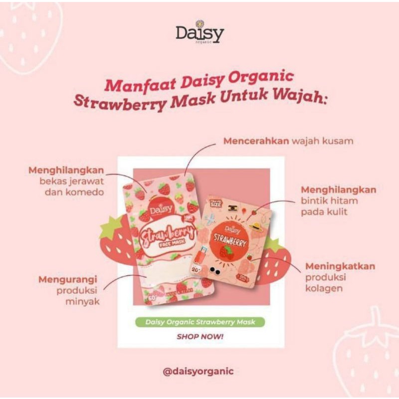 Masker Daisy Organic (Free 2+ Gift) Organik Face Mask Paket Fullsize 60gr Original