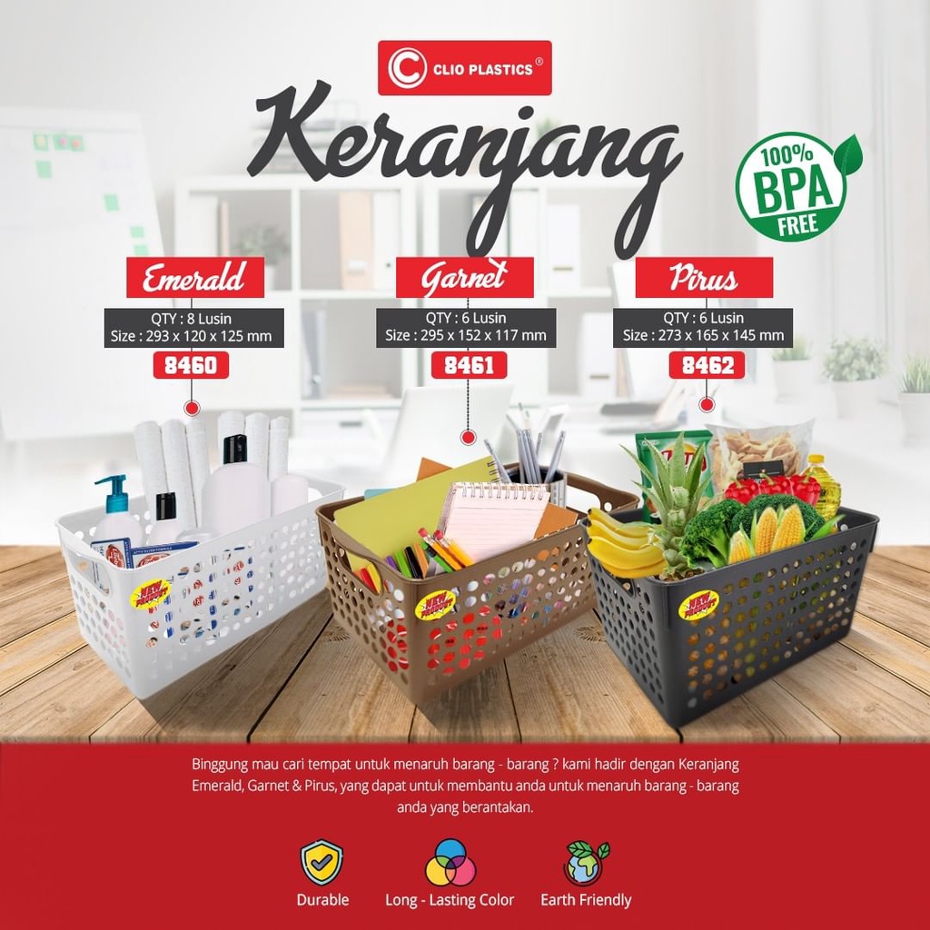 Keranjang Serbaguna Garnet / Tempat penyimpanan / Container Box Kotak / Tempat Makeup / Alat Tulis Sekolah