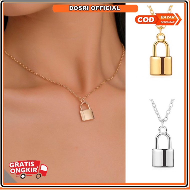 [BISA COD] 1 Pcs Kalung Wanita Gembok Kunci Kalung Rantai Kalung Titanium Necklace Fashion Wanita