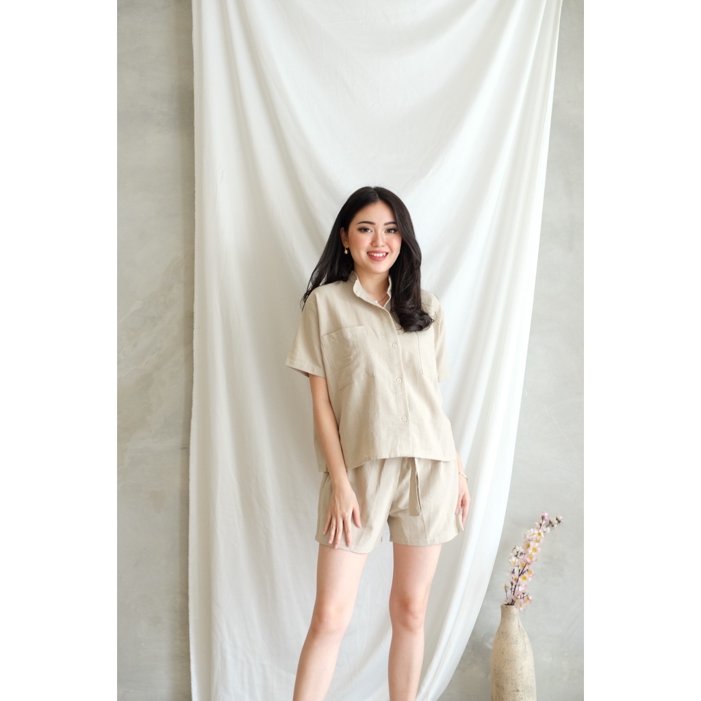 Lilian Set - Baju Celana Setelan Wanita-Khaki