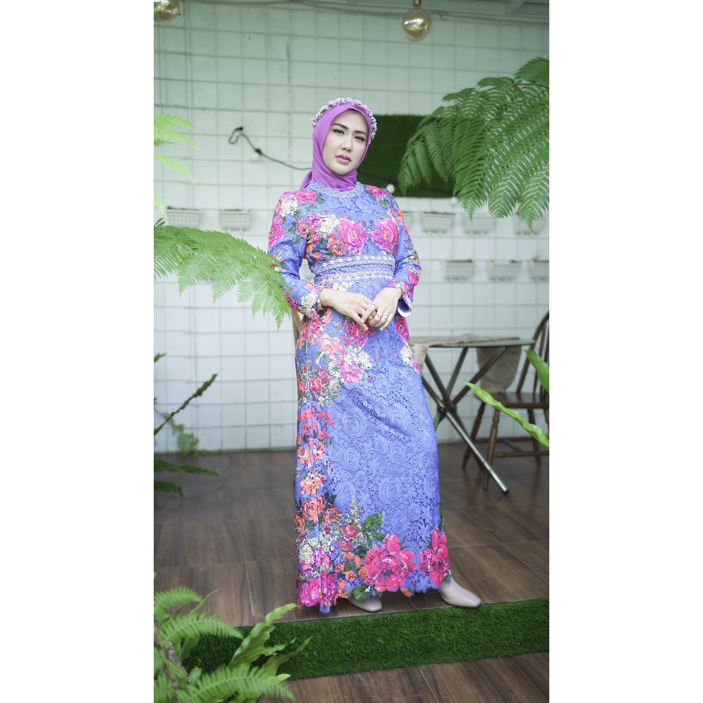Dress Brukat Biru Ied Series