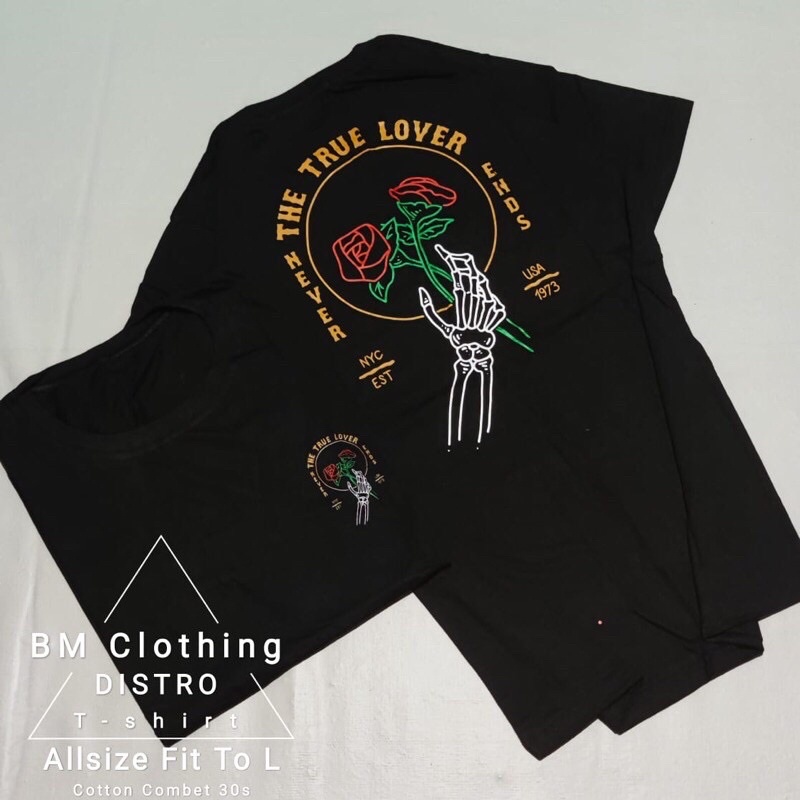 BAJU KAOS T SHIRT ATASAN DISTRO PRIA WANITA COWOK CEWEK SKATE SURF GAMBAR TENGKORAK BUNGA MAWAR ROSE