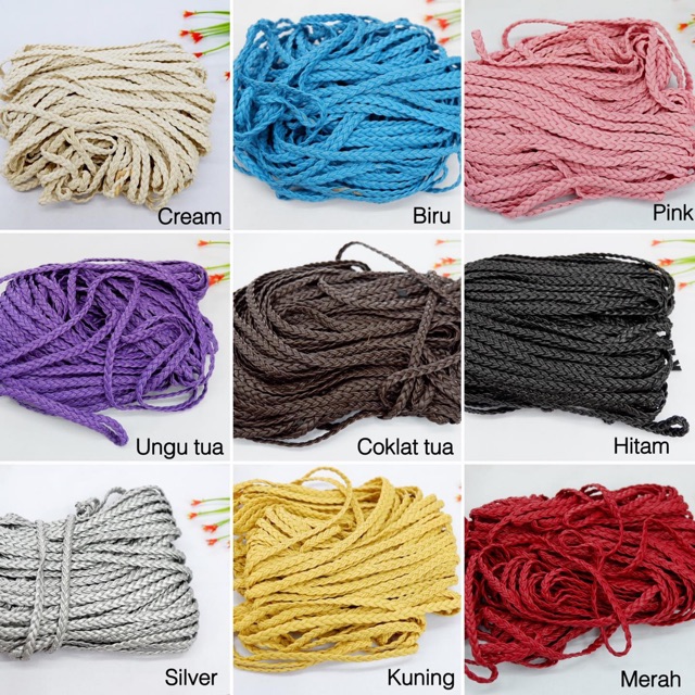 Tali kulit kepang pipih 4mm (25 yard)