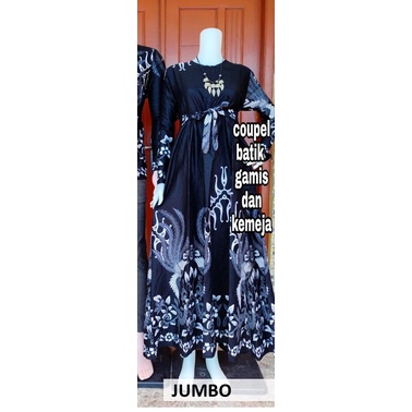 Batik Aira - Batik Couple Gamis Kemeja Rantai Ijo-Gamis 5 Jumbo