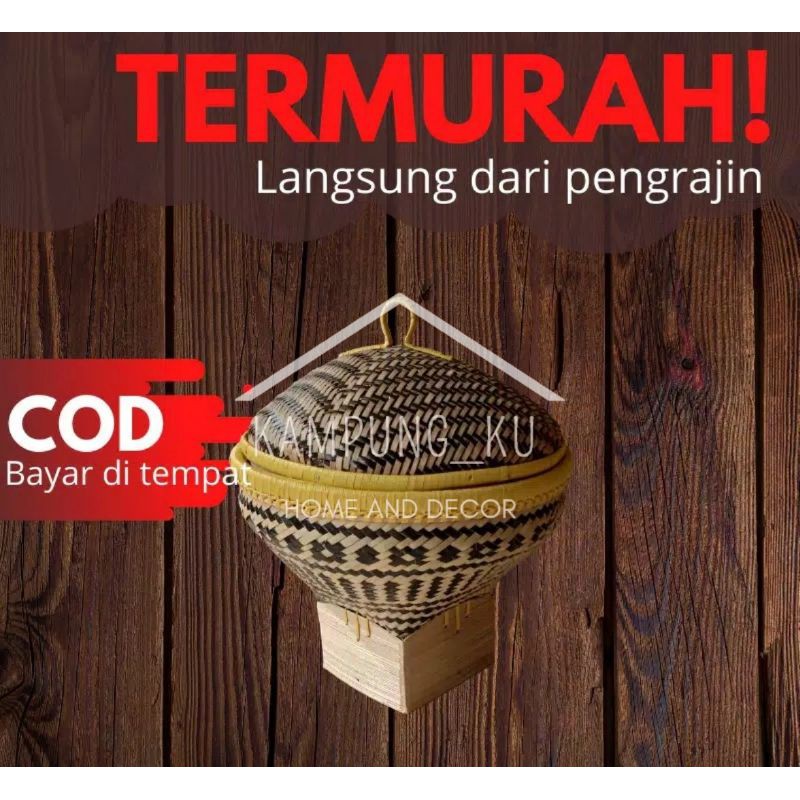 Bakul Nasi/Boboko - Anyaman Bambu Motif - Super Quality - MURAH - Tudung Saji - Wakul - Piti - Besek