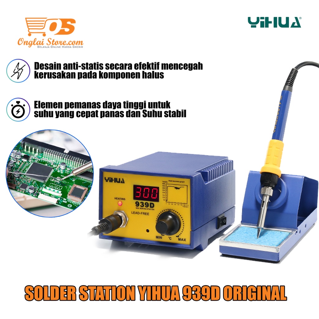 SOLDER STATION YIHUA 939D SOLDERING IRON REPAIR IC ORIGINAL