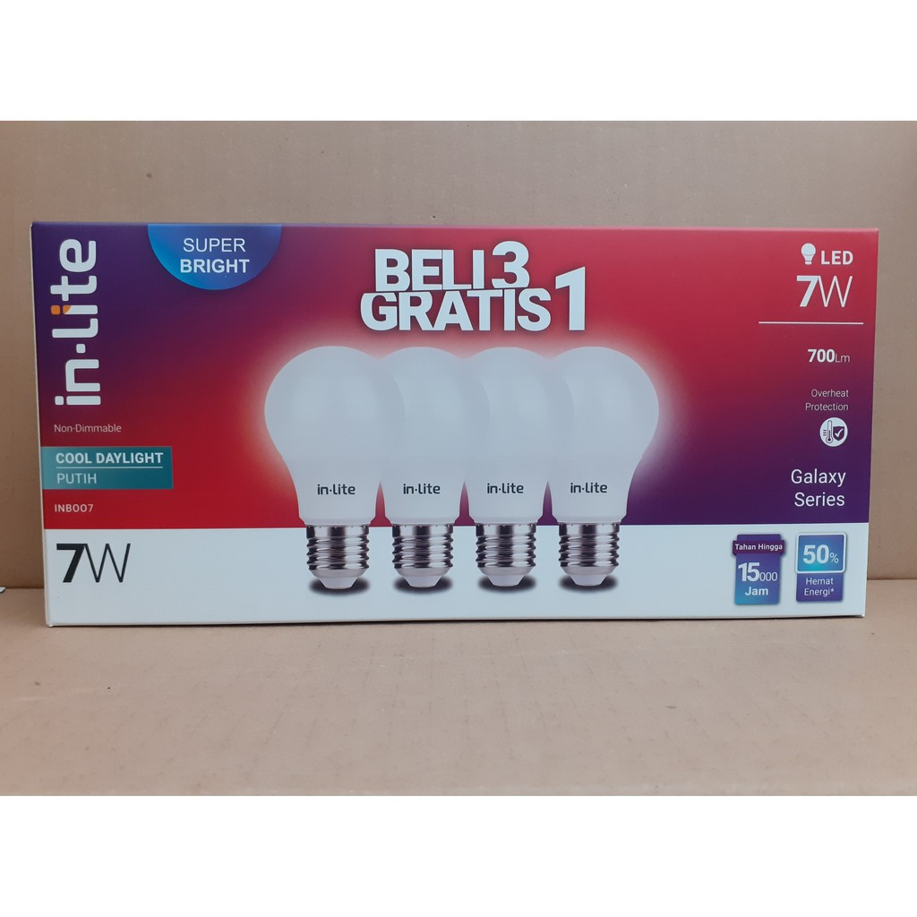 Lampu LED Inlite 7 watt In-Lite BELI 3 GRATIS 1