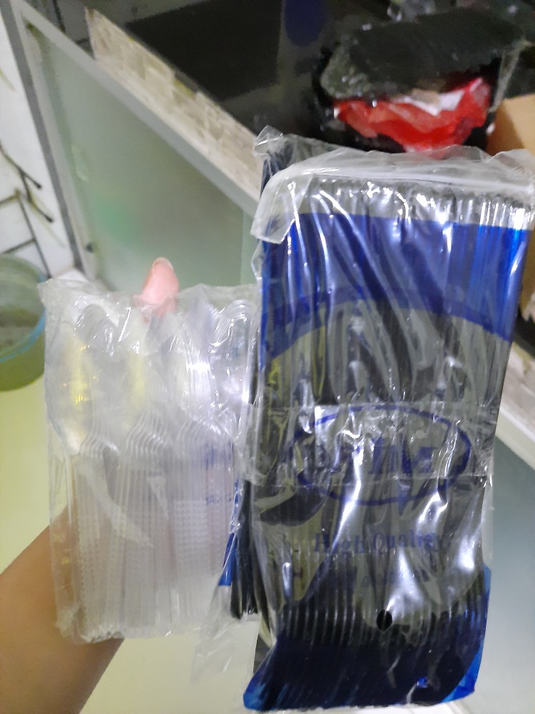 Sendok Garpu 2 In 1 ( 50 Pcs) Warna Hitam / Spork / Half Fork