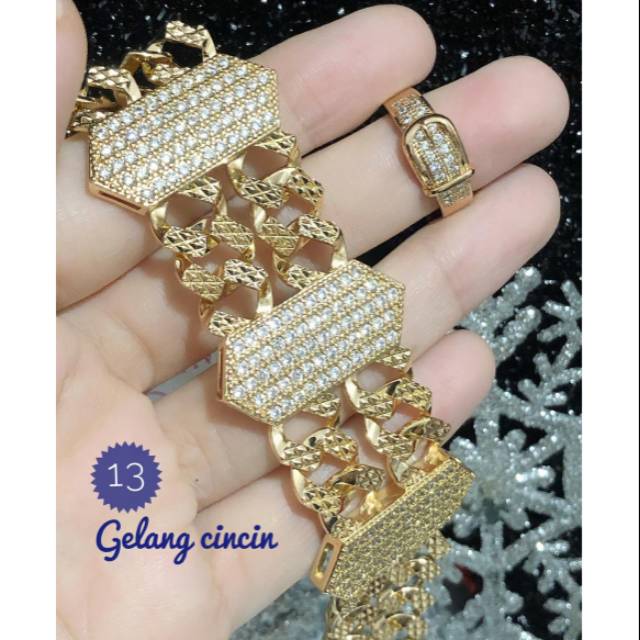 PROMO TERMURAH Set Perhiasan Lapis Emas Xuping Gelang Rantai Susun Cincin Permata Gold Titanium Asli