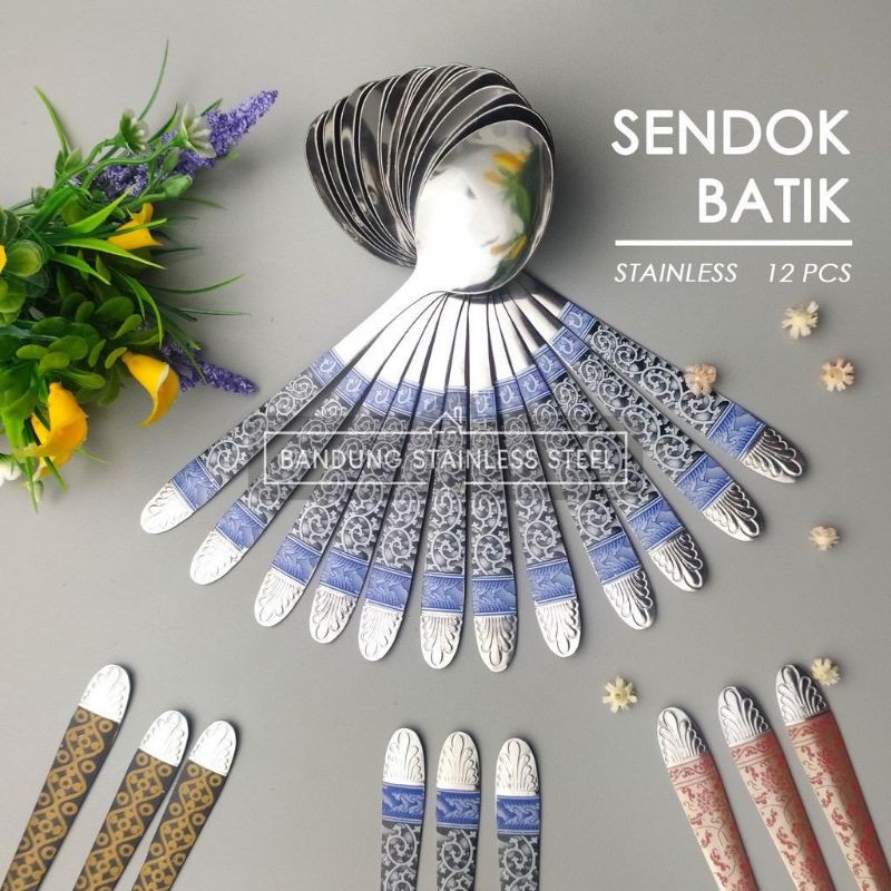 Sendok Makan Motif Batik Stainless Isi 12 pcs