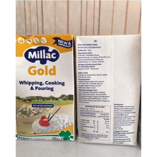 Whipping Cream Gold MILLAC 1Liter ED Mei 2024