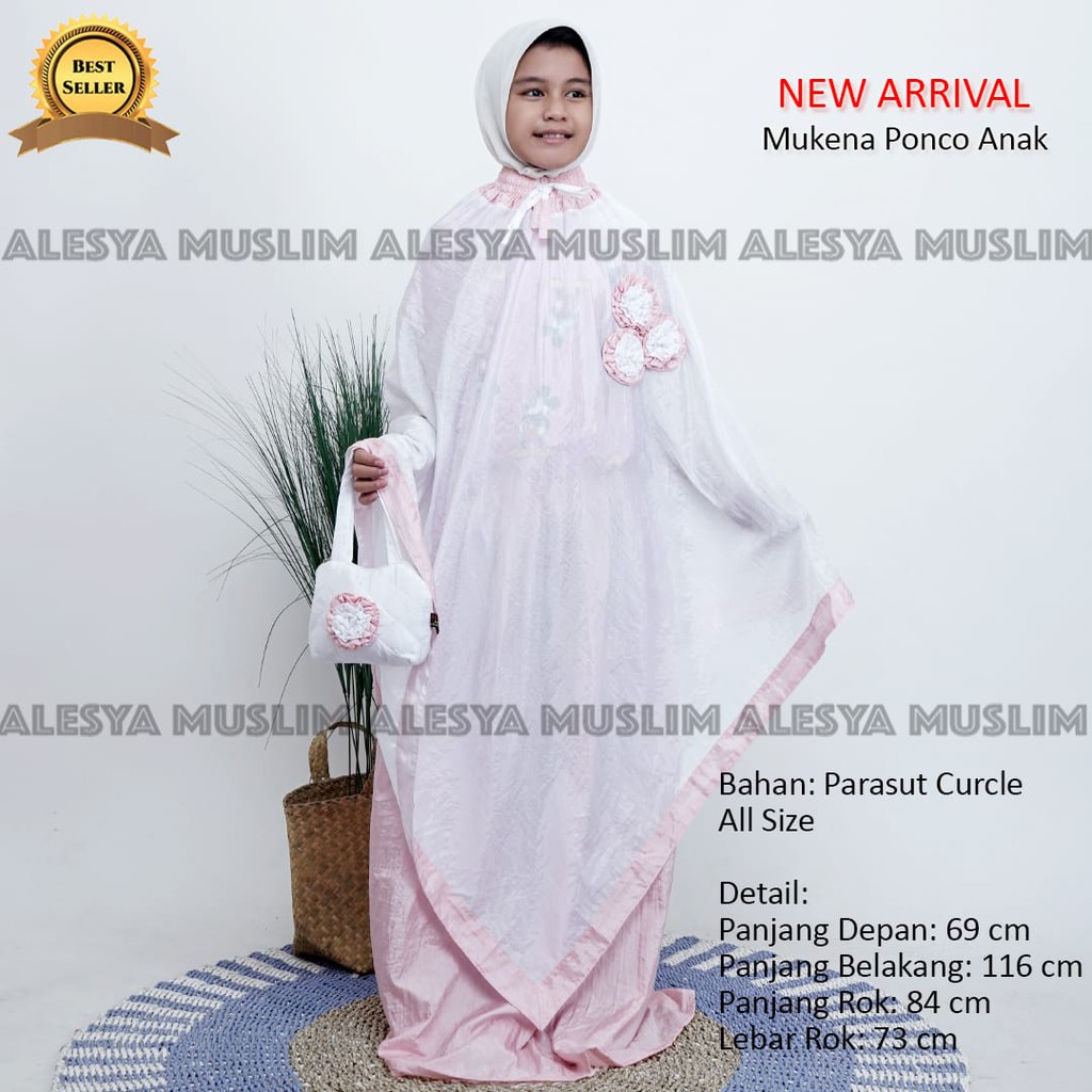 Mukena Anak Ponco Platinum/mukena anak bahan parasut/bahan lembut berkualitas dan bisa COD