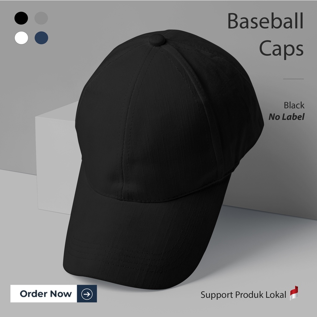 TOPI BASEBALL POLOS HITAM PRIA WANITA UKURAN ALL SIZE BAHAN TWILL COTTON ORGINAL