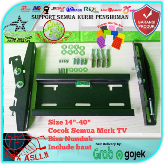 Bracket TV Super TEBAL 14&quot; sampai 43&quot; waterpass cocok semua Merk TV breket TV braket TV PBI.PN-002w