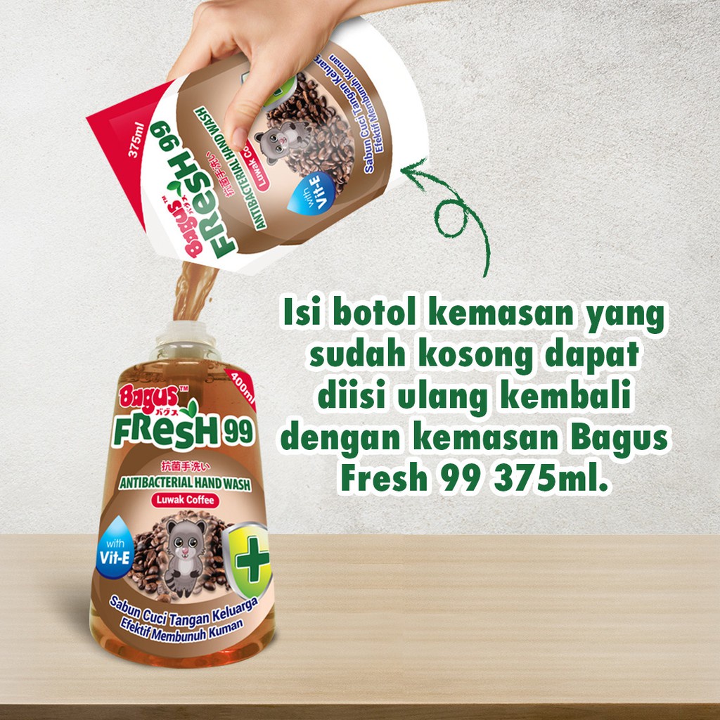 BAGUS Fresh 99 Antibacterial Hand Wash 375ml - Sabun Cuci Tangan