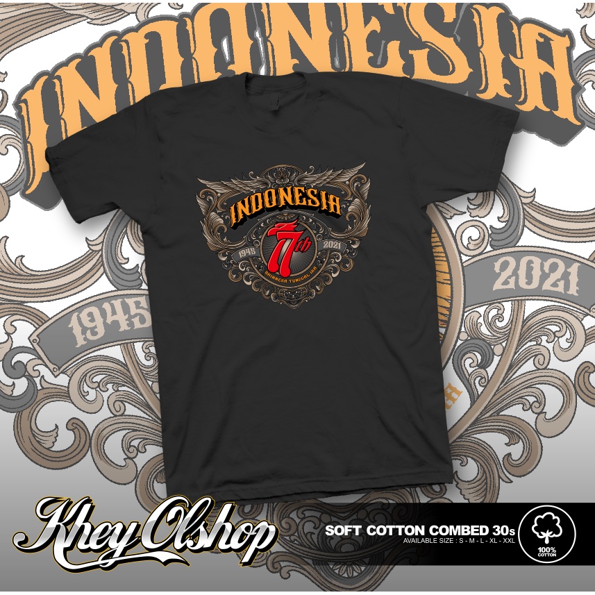 KAOS BAJU KEMERDEKAAN HUT RI INDONESIA MERDEKA 77 TAHUN INDONESIA - KHEYOLSHOP