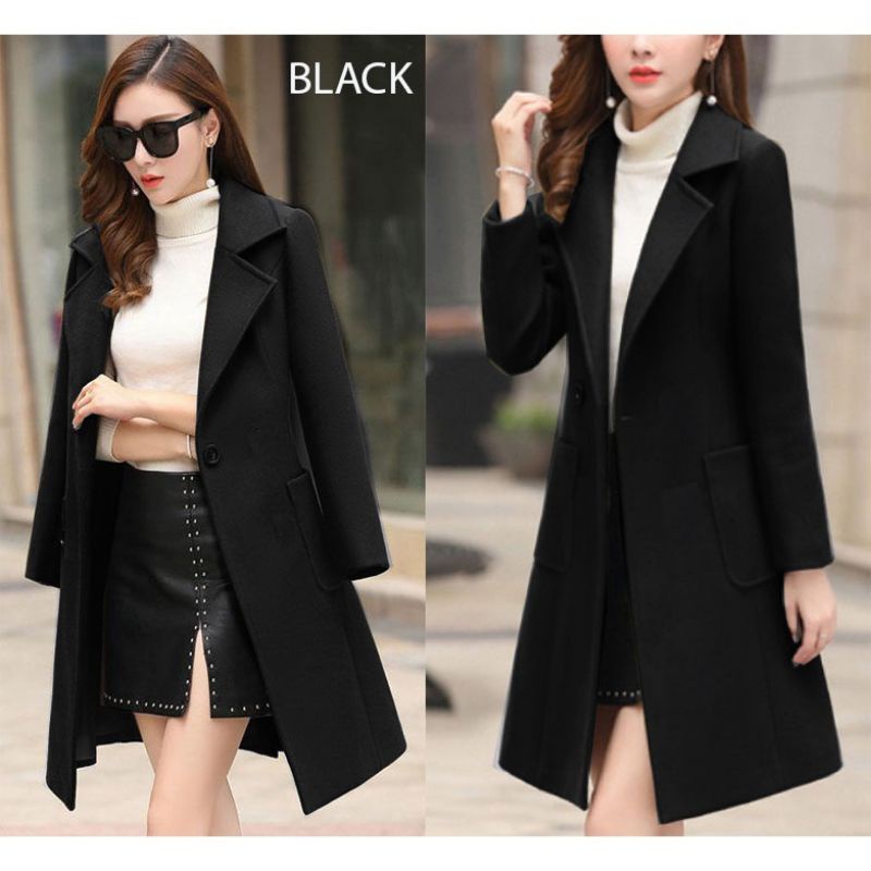 Blazer hitam korea long coat jumbo size