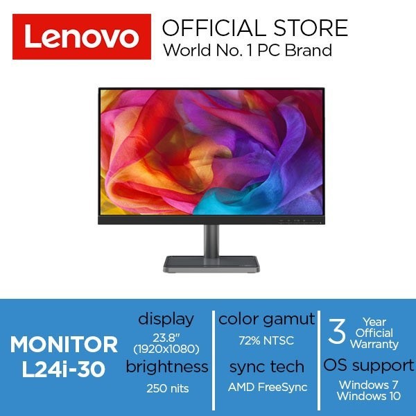 Monitor LED LENOVO L24i-30 IPS 75Hz FHD HDMI VGA Eye Care Technology