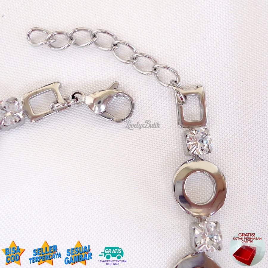 Lovelybutik - Gelang Tangan Titanium Asli Anti Karat dan Luntur Monalis4 Gelang Titanium Wanita Model Terbaru BONUS KOTAK PERHIASAN