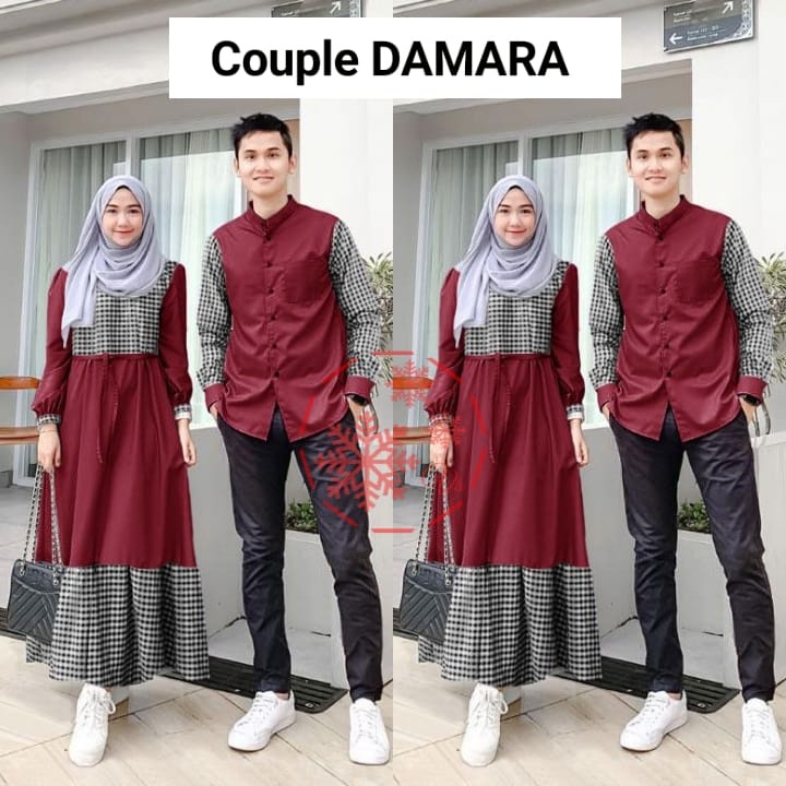 GAMIS KATUN MOTIF KOTAK CP DAMARA COUPLE BUSUI / BAJU PASANGAN MUSLIM COUPLE 2IN1 / PAKAIAN WANITA MUSLIM / PAKAIAN FORMAL / GAMIS PESTA KONDANGAN