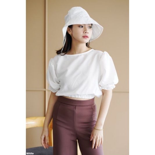 BAJU ATASAN WANITA BAJU LENGAN BALON BAJU KOREA BAJU CASUAL BAJU PUFF CROP TOP