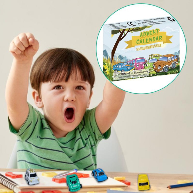 Zzz 24Pcs / Set Mainan Mobil-Mobilan Mini Model Truk Kartun Dengan Kalender Advent Untuk Anak